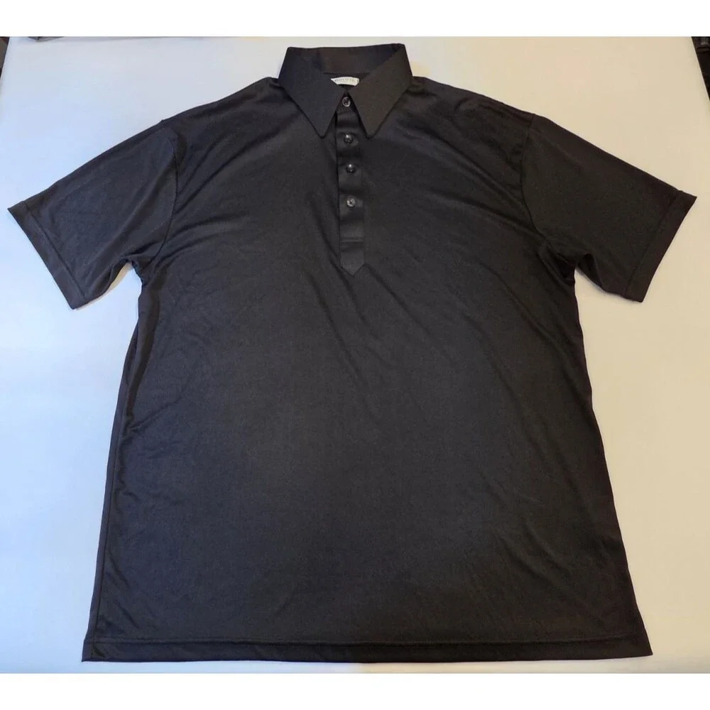 Collars & Co Dress Collar Polo Shirt Mens XL Black Short Sleeve Stretch Golf - Picture 2 of 9